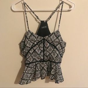 Fab’rik Black And White Geometric Peplum Crop Top